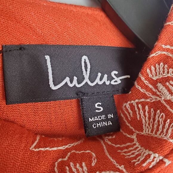 Lulu's Rust Colored Floral Embroidered Mini Dress, Size Small - Picture 8 of 9